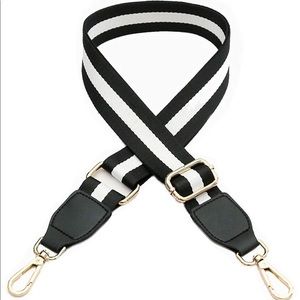 Black & White Stripe Canvas Shoulder Strap